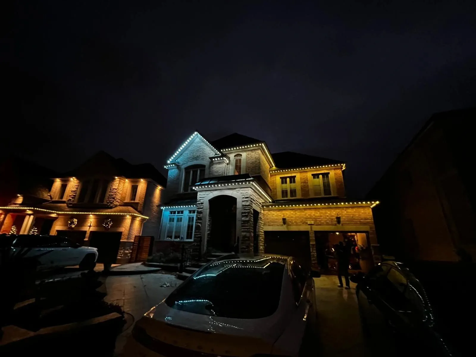 GTA home with permanent outdoor LED lighting at night installed by Toronto Glow