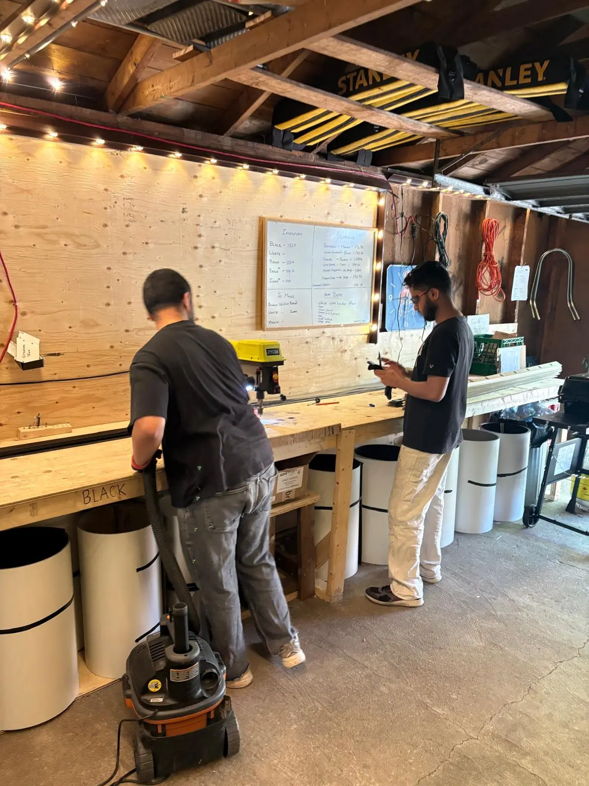 Toronto Glow team working at the North York fabrication shop