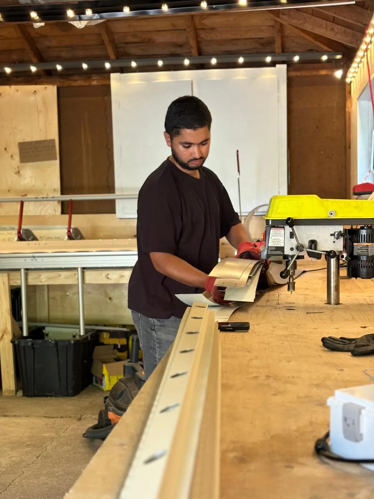 Aluminum track production at the Toronto Glow fabrication shop
